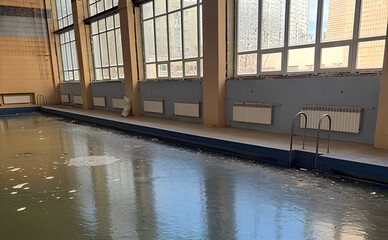 У київському виші замерз басейн, бо в ньому не відновили вікна після липневої атаки